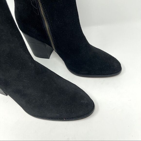Splendid Black Suede Block Heeled Boots Size 10 - Picture 4 of 9